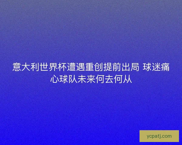 意大利世界杯遭遇重创提前出局 球迷痛心球队未来何去何从