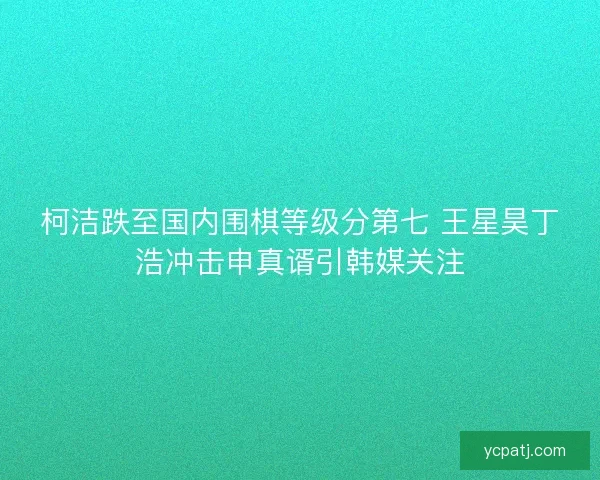 柯洁跌至国内围棋等级分第七 王星昊丁浩冲击申真谞引韩媒关注